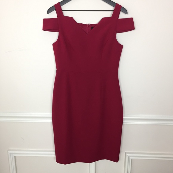 White House Black Market Dresses & Skirts - WHBM Cold Shoulder V-Neck Sheath Dress Red 6 NWT